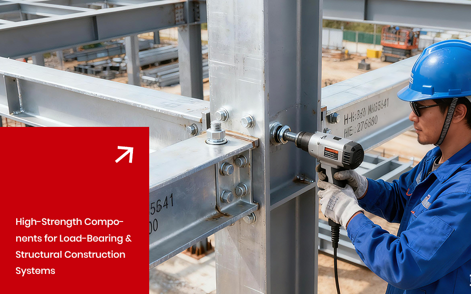 High-strength fasteners for load-bearing and structural construction systems